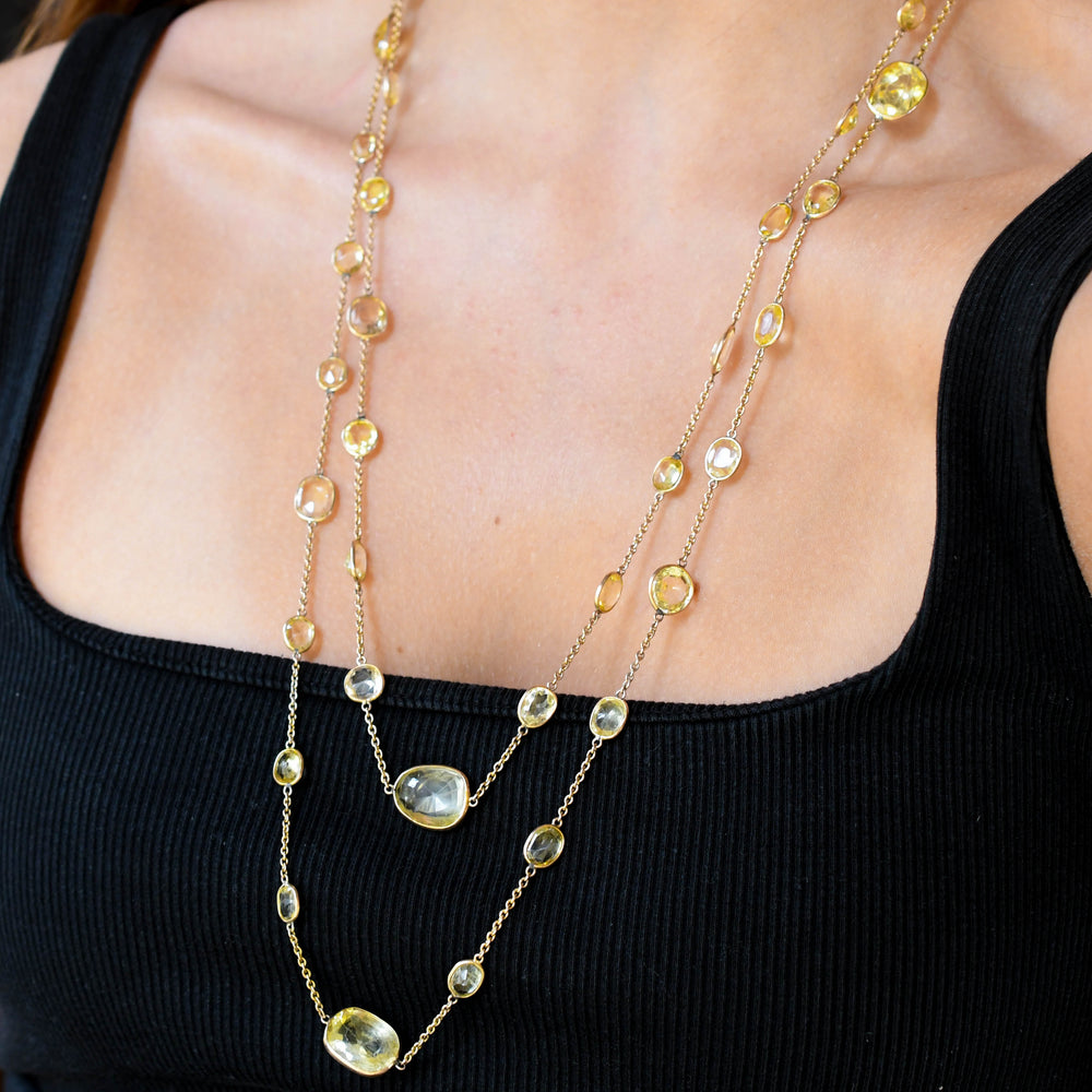 Victorian 150ct Yellow Sapphire Long Chain Necklace