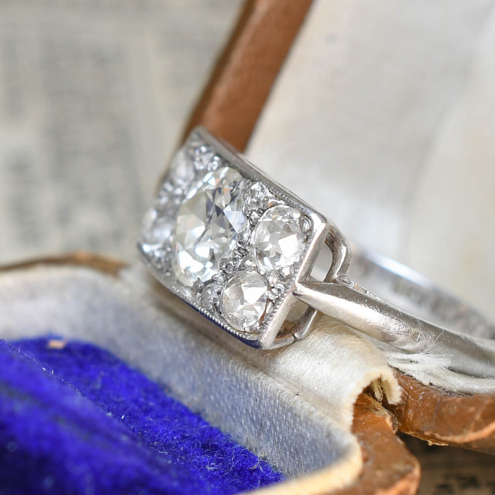 Art Deco 1.58ct Diamond 5-Stone Panel Ring