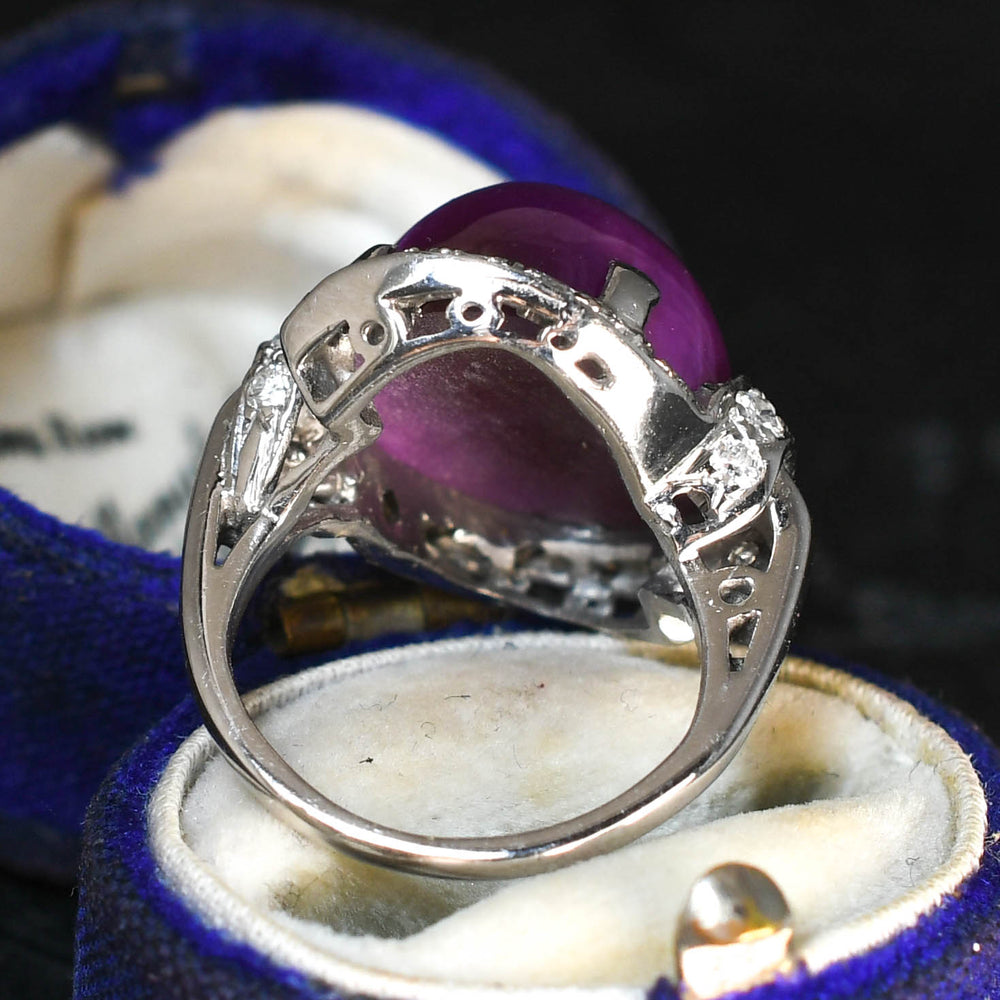 Art Deco Star Ruby & Diamond Cluster Ring