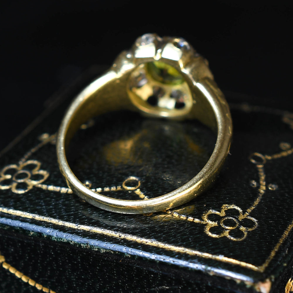 Victorian Peridot & Diamond Flower Cluster Ring