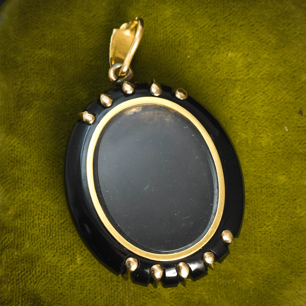 Antique French Onyx & Diamond Locket