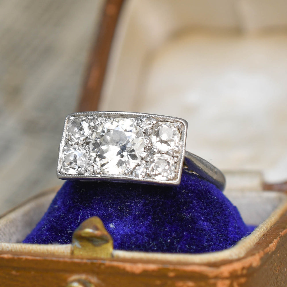 Art Deco 1.58ct Diamond 5-Stone Panel Ring