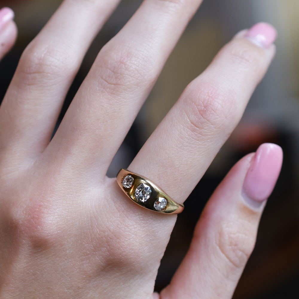 Victorian Three-Stone Diamond Gypsy Ring