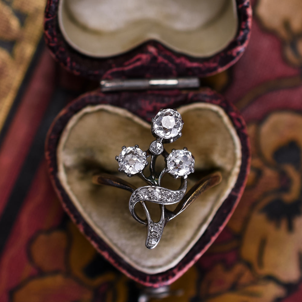 Art Nouveau Diamond Flower Ring