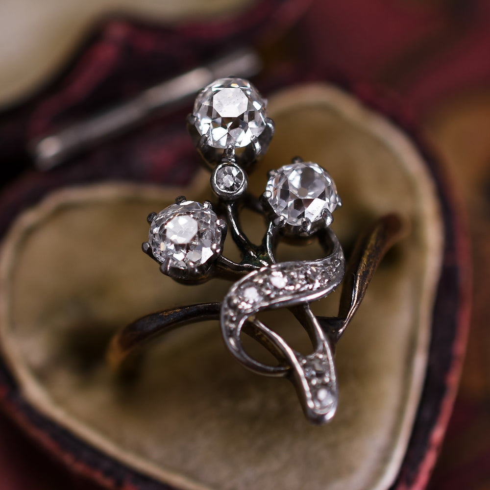 Art Nouveau Diamond Flower Ring