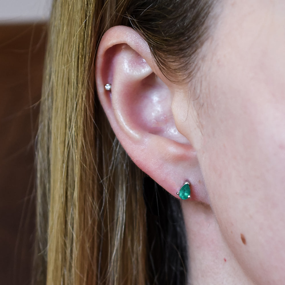 Vintage Emerald Solitaire Stud Earrings