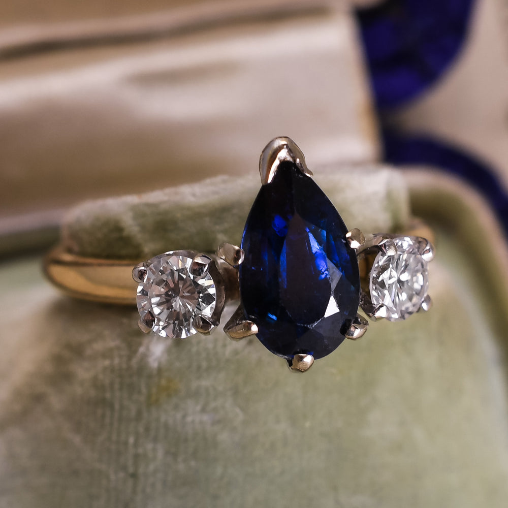 Vintage Sapphire & Diamond 3-Stone Ring