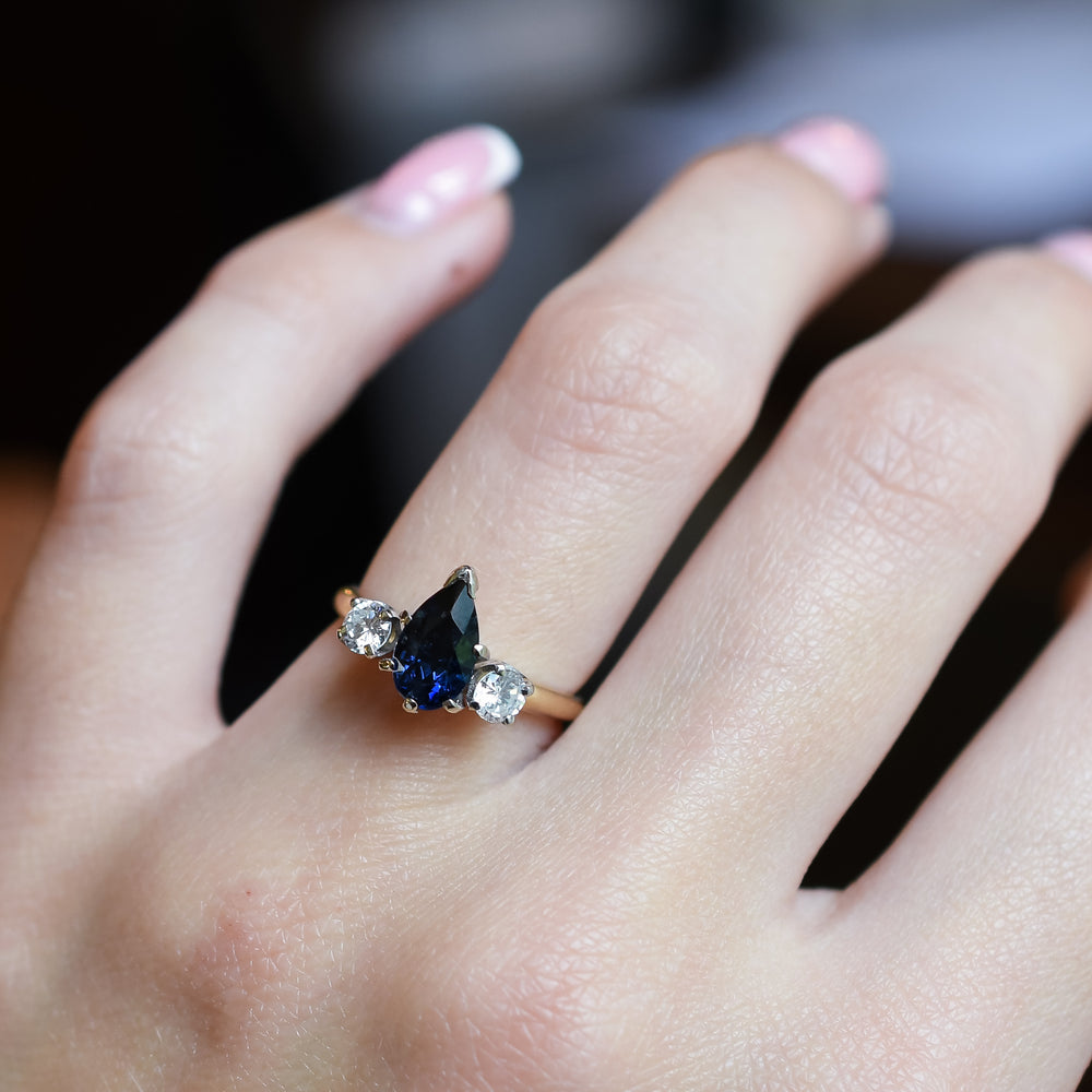 Vintage Sapphire & Diamond 3-Stone Ring