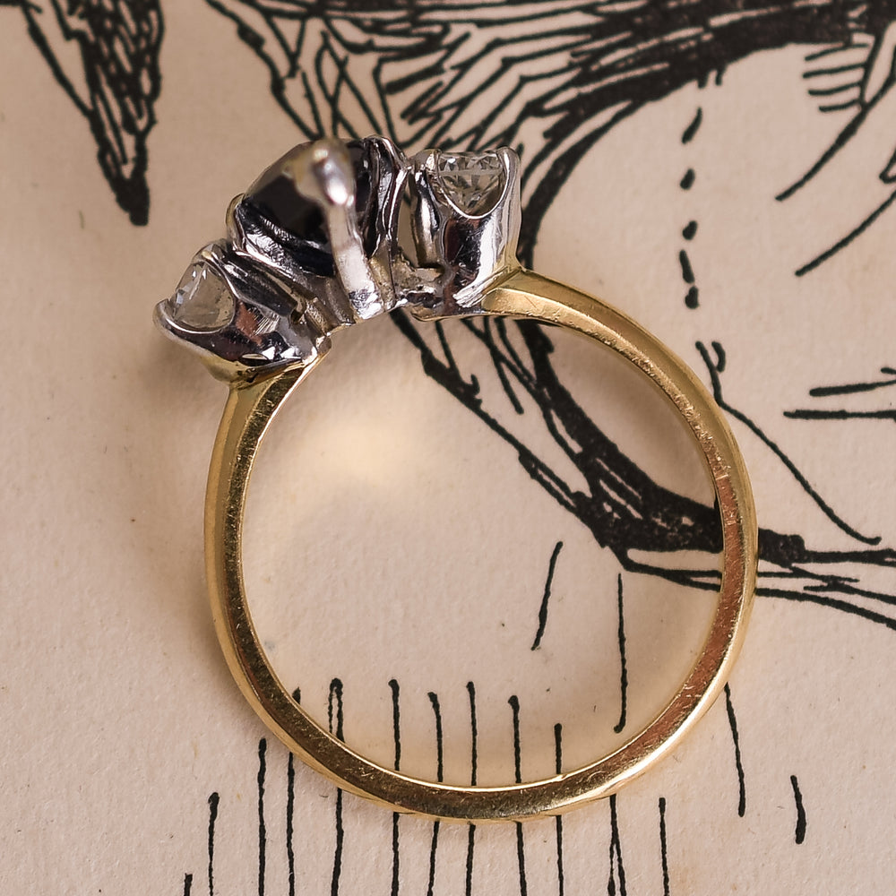 Vintage Sapphire & Diamond 3-Stone Ring