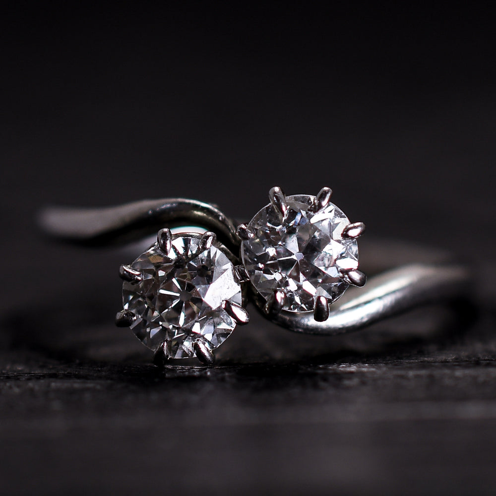 Edwardian Diamond Toi et Moi Engagement Ring