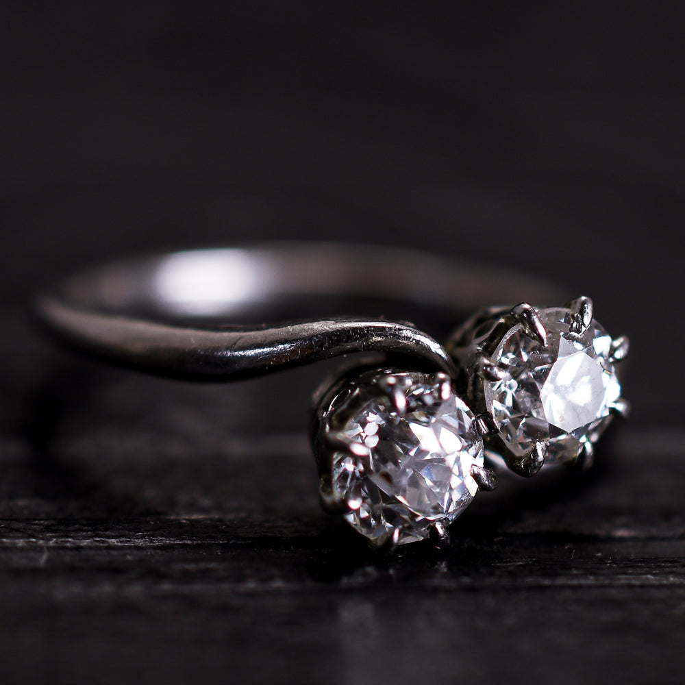 Edwardian Diamond Toi et Moi Engagement Ring
