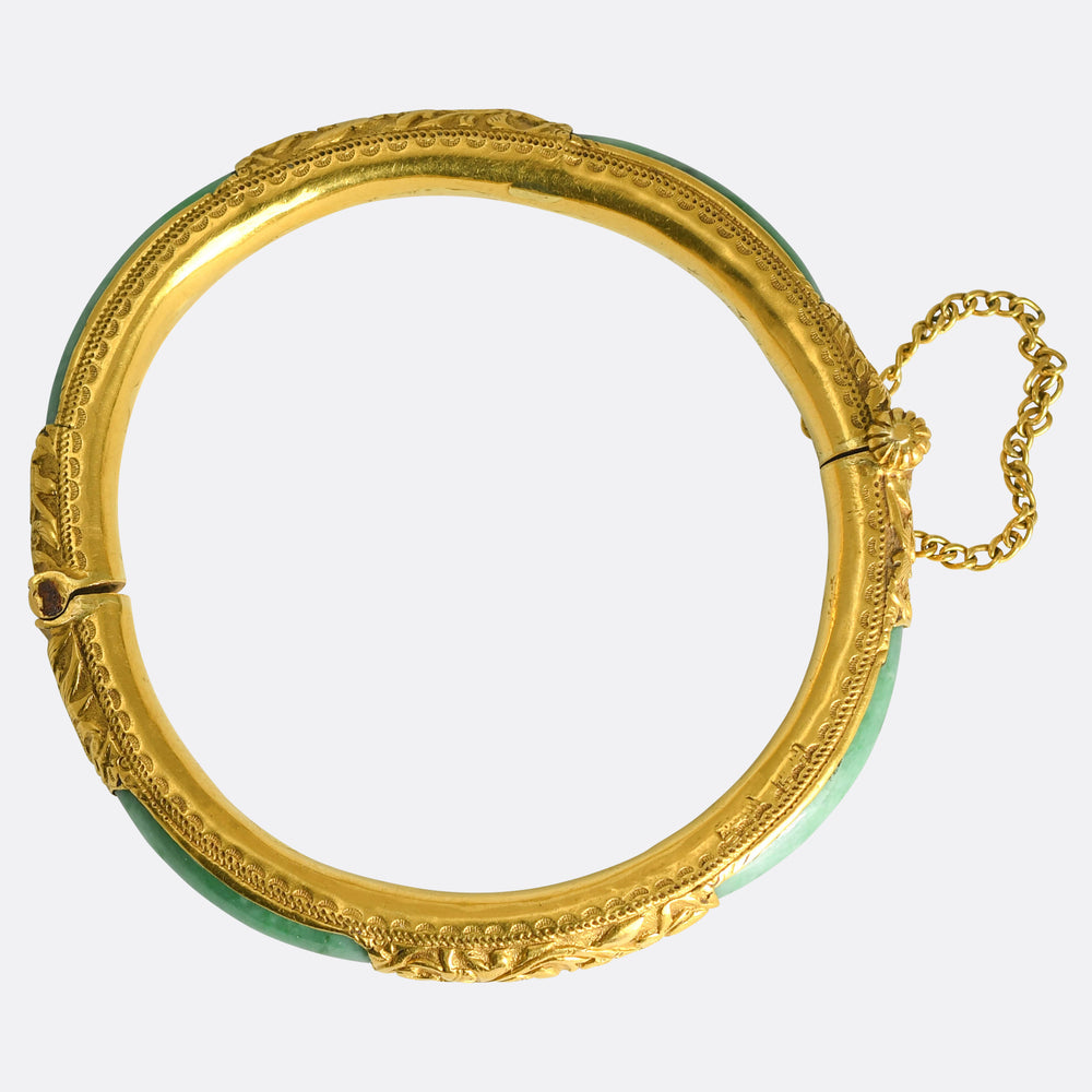 Antique Chinese Jade 24k Gold Bangle