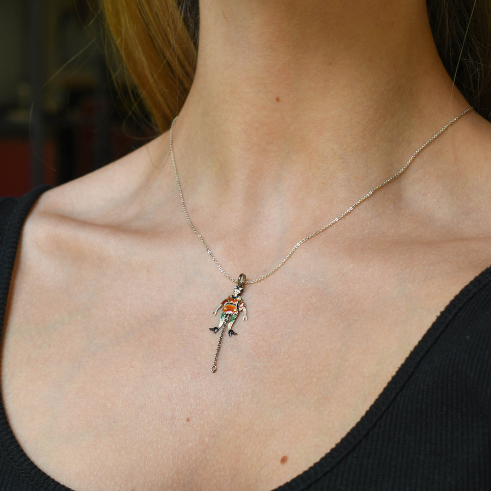 Victorian Articulated Enamel Jester Charm