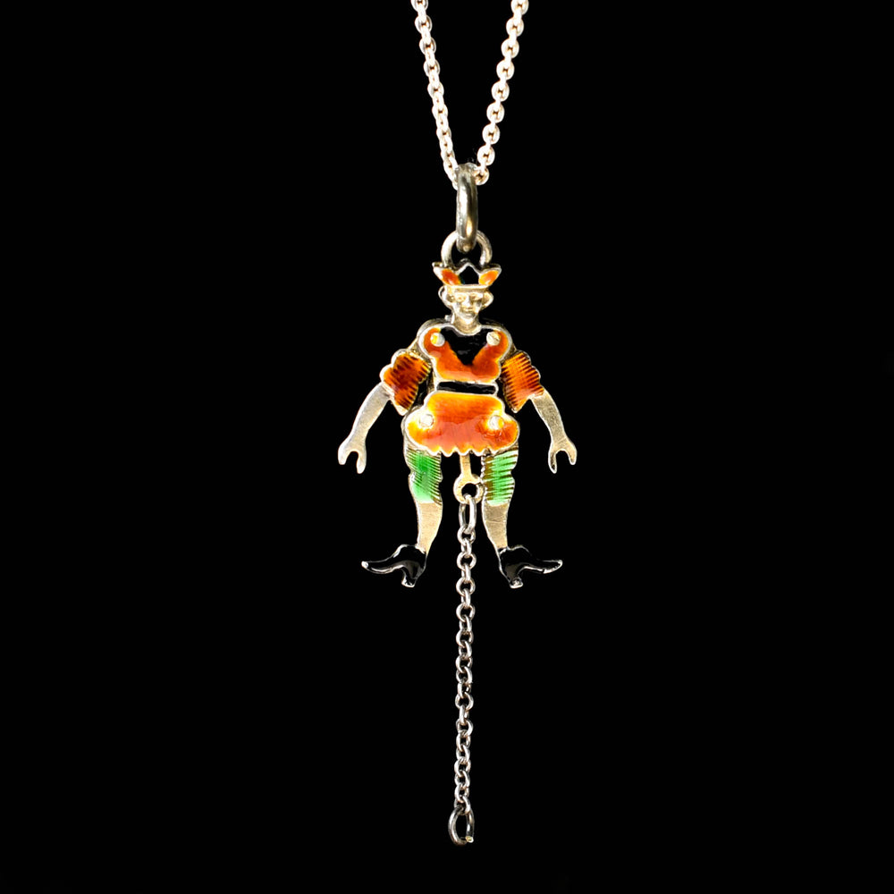Victorian Articulated Enamel Jester Charm