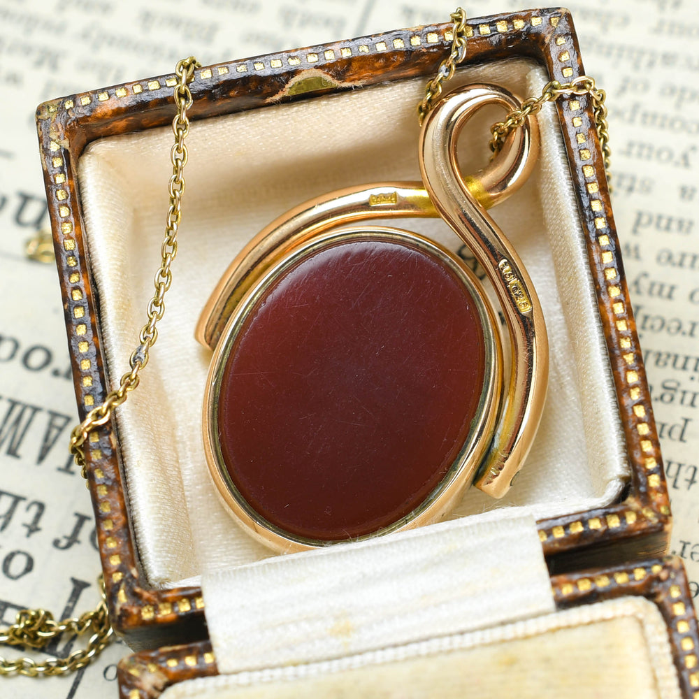 Victorian Bloodstone & Carnelian Agate Spinner Pendant
