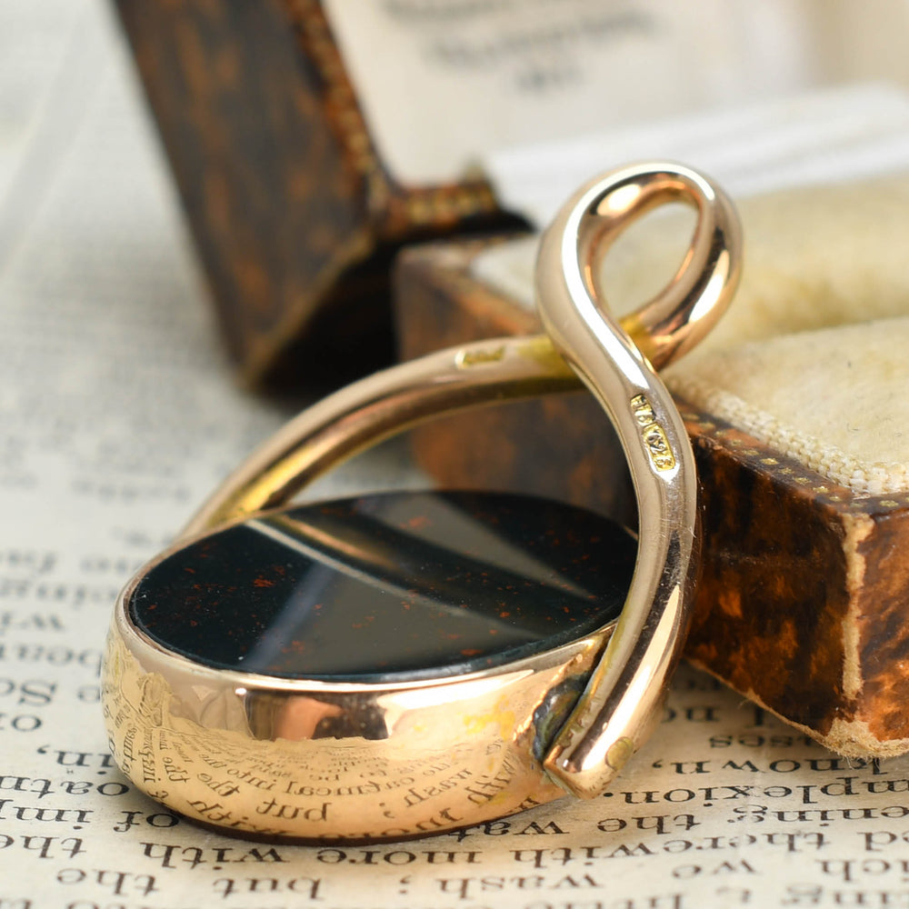Victorian Bloodstone & Carnelian Agate Spinner Pendant