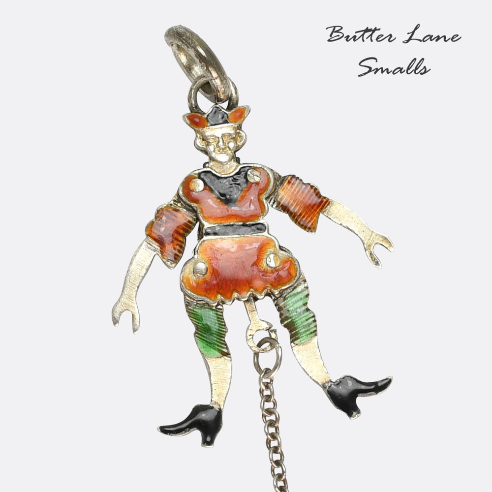 Victorian Articulated Enamel Jester Charm