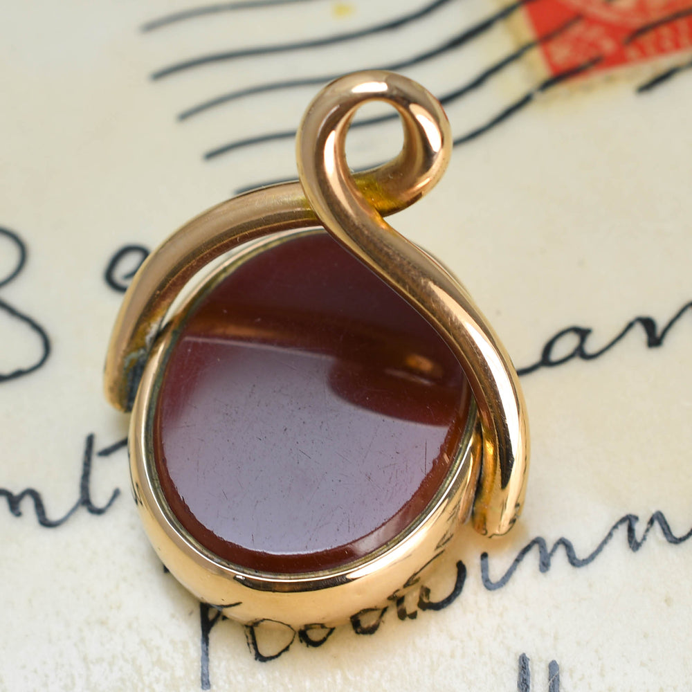 Victorian Bloodstone & Carnelian Agate Spinner Pendant