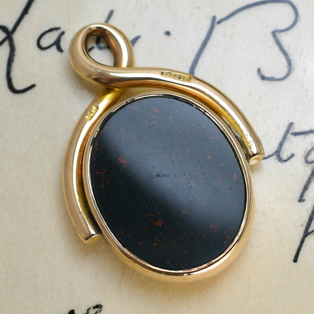 Victorian Bloodstone & Carnelian Agate Spinner Pendant