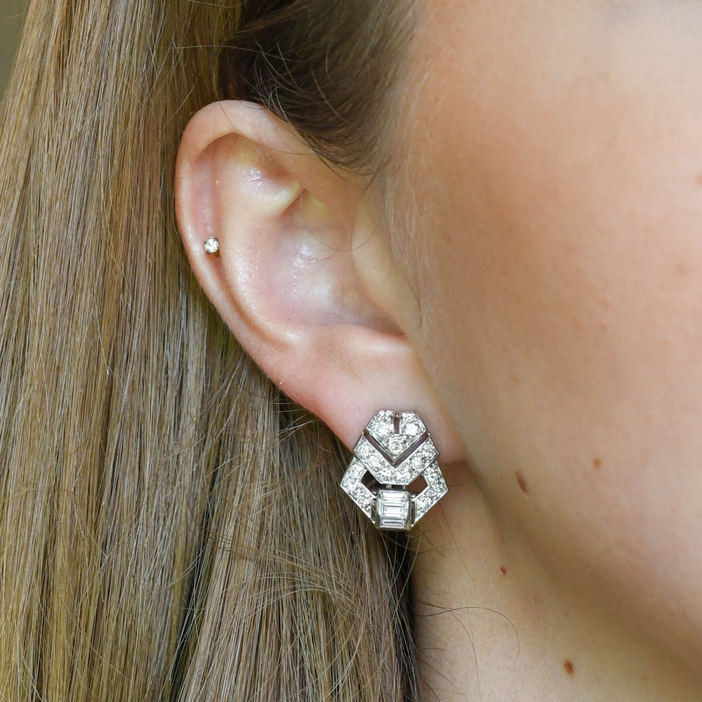 Art Deco Diamond Earrings by Cartier Paris