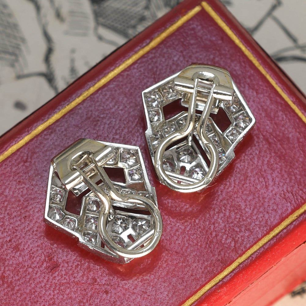 Art Deco Diamond Earrings by Cartier Paris