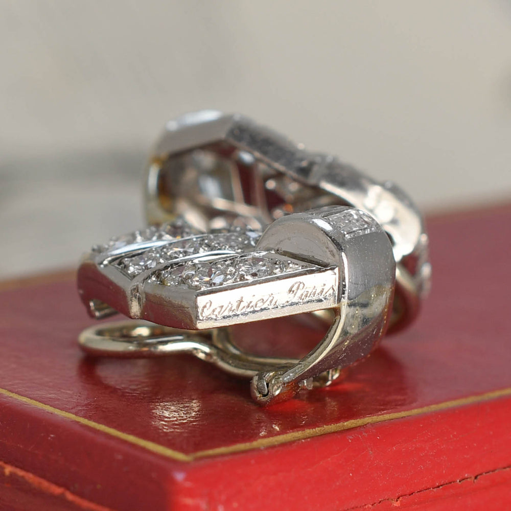 Art Deco Diamond Earrings by Cartier Paris