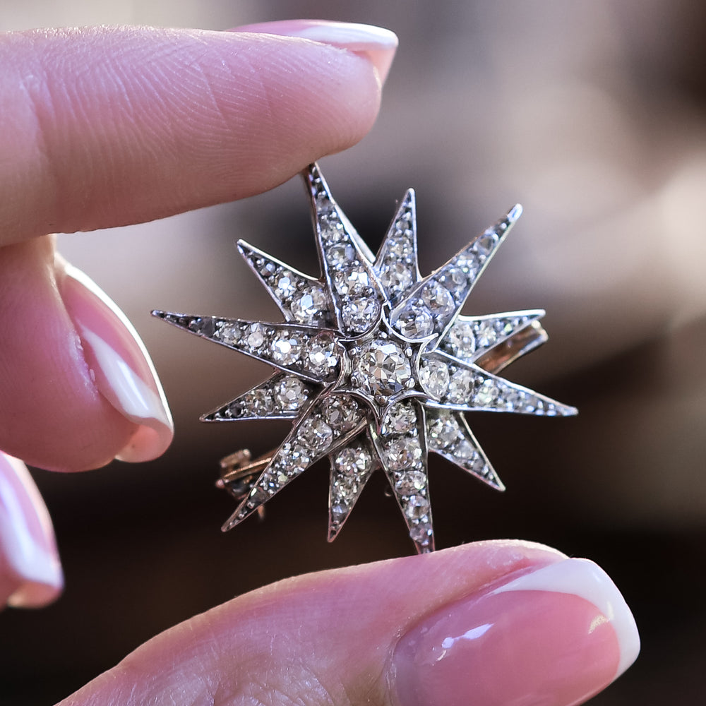 Victorian Diamond Star Brooch
