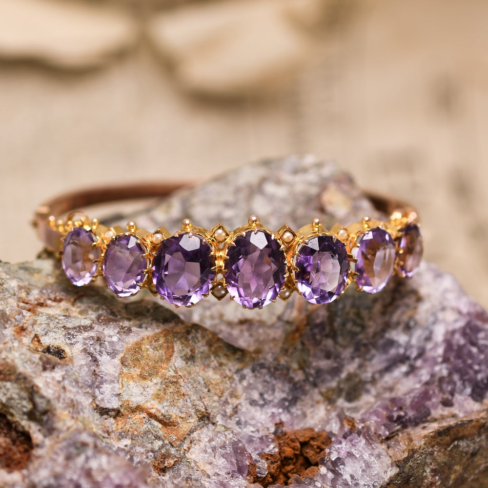 Victorian Amethyst & Pearl Bangle