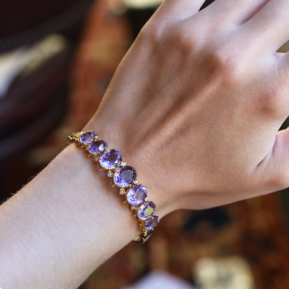 Victorian Amethyst & Pearl Bangle