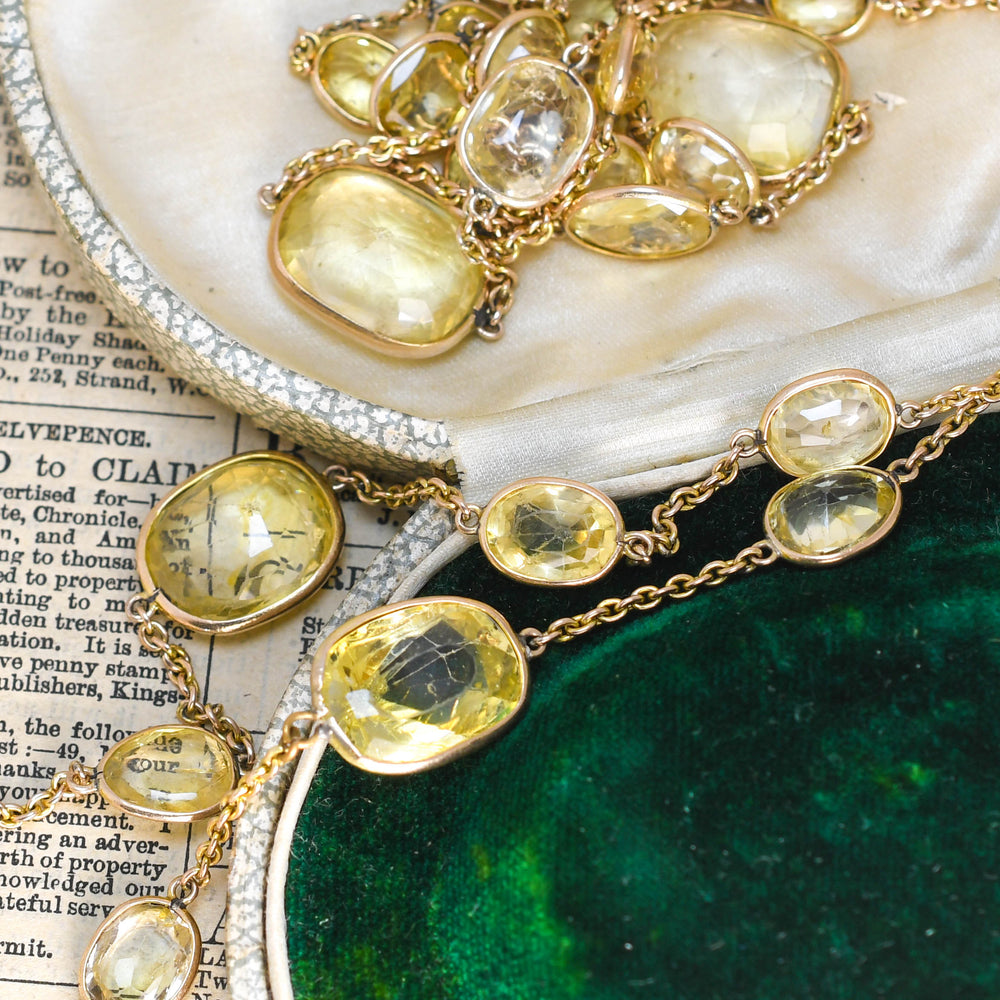 Victorian 150ct Yellow Sapphire Long Chain Necklace