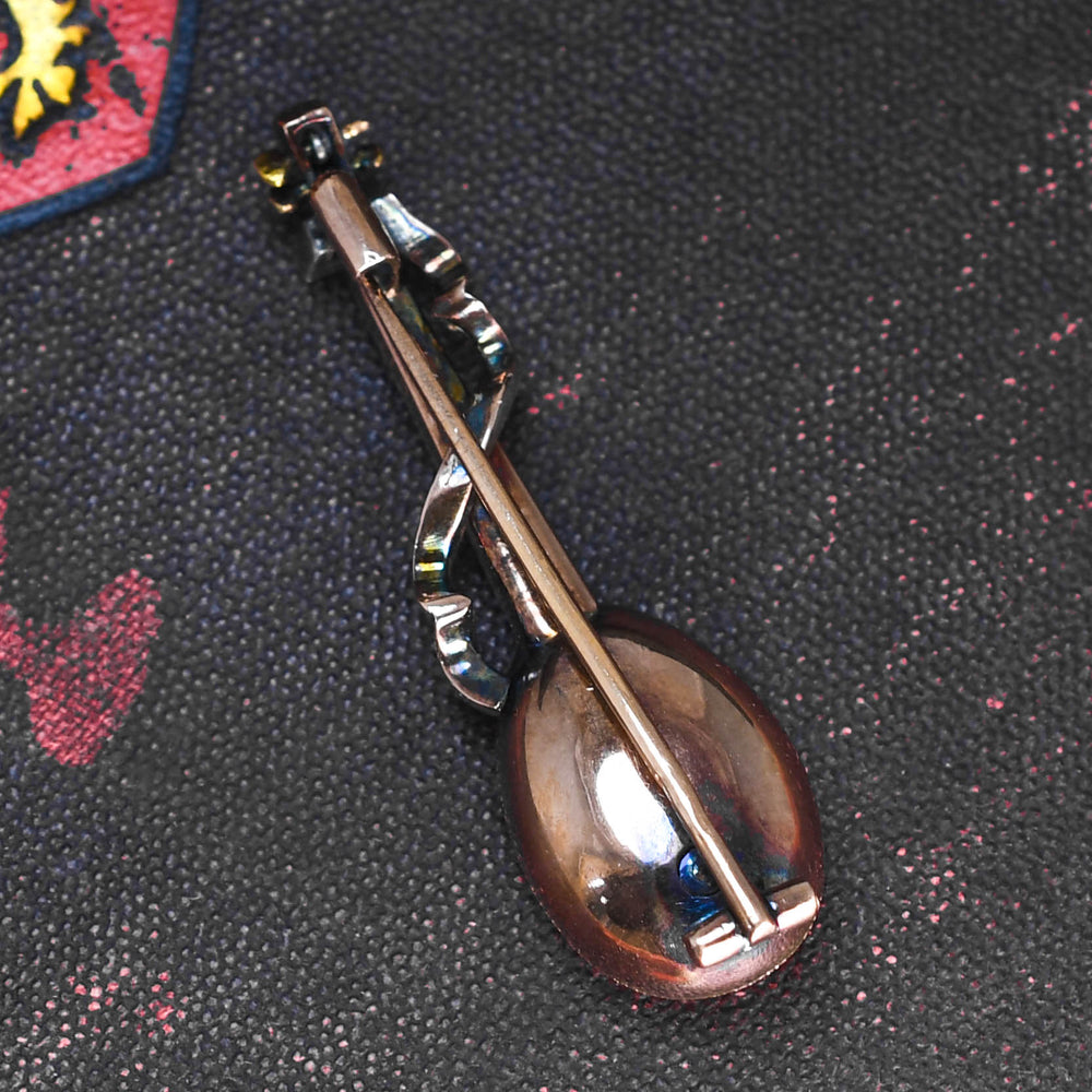 Victorian Rose Cut Diamond Mandolin Pendant Brooch