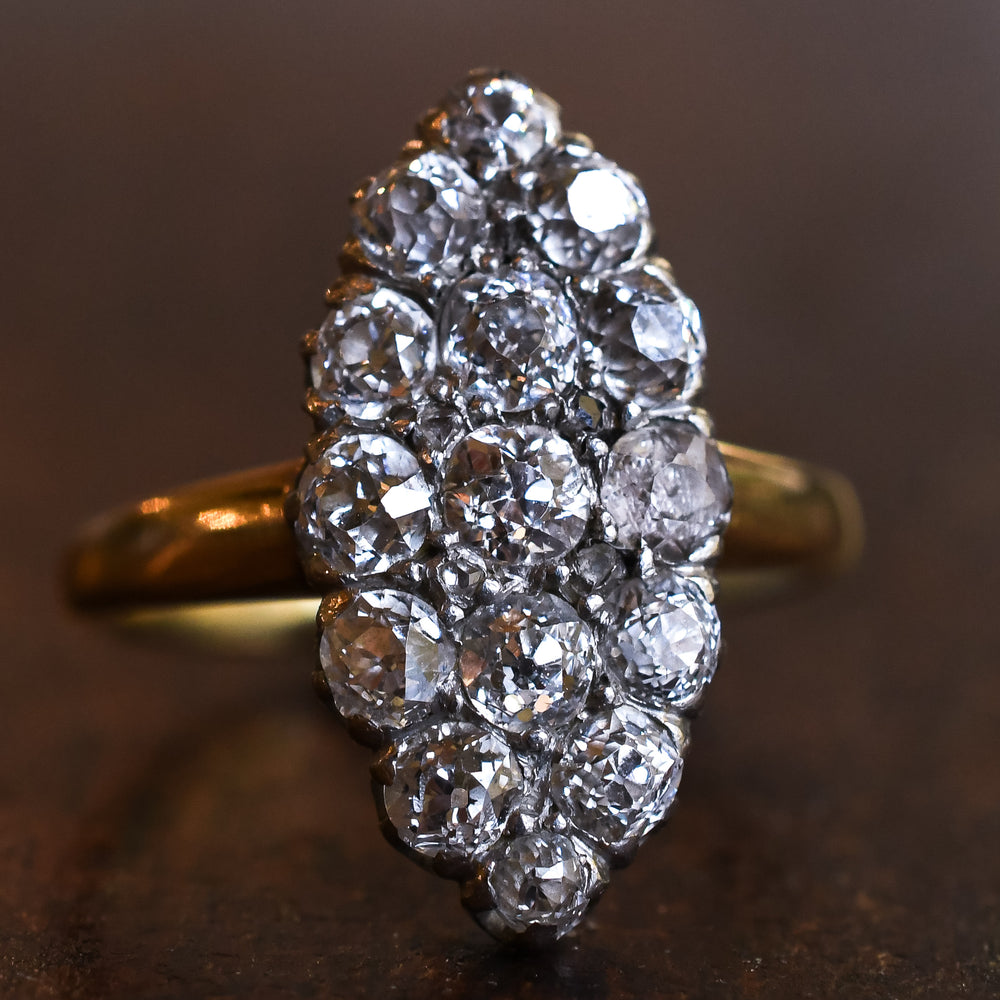 Victorian Diamond Marquise Cluster Ring