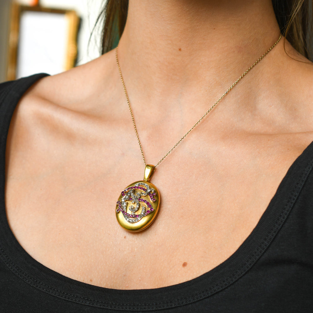 Victorian Ruby & Diamond Monogram Locket