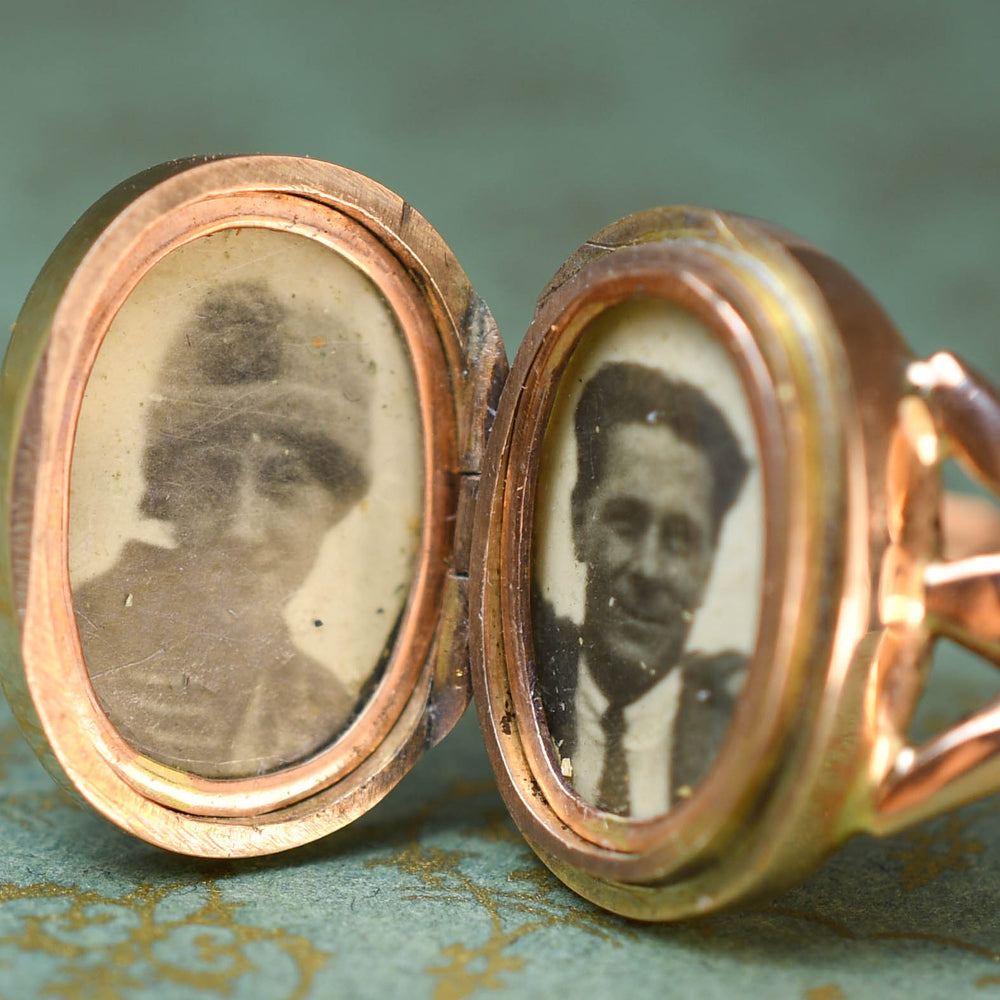 Late Victorian Rose Gold Monogram Locket Ring