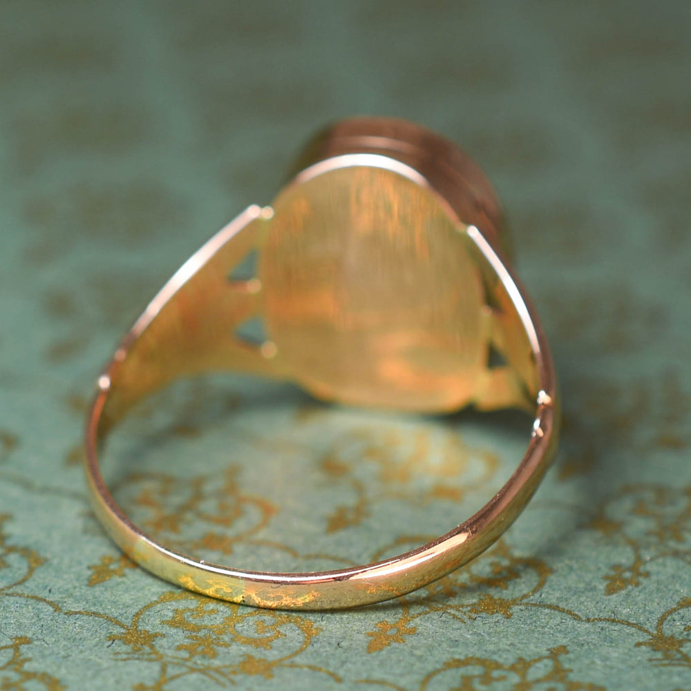 Late Victorian Rose Gold Monogram Locket Ring