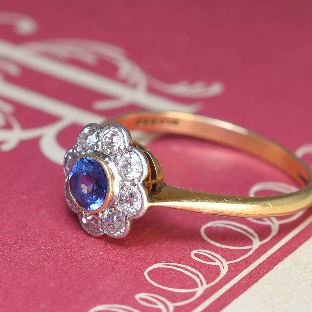 Edwardian Sapphire & Diamond Daisy Ring