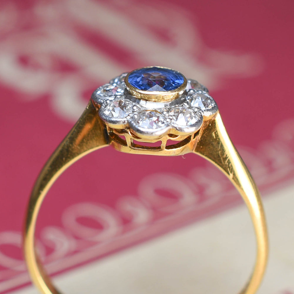 Edwardian Sapphire & Diamond Daisy Ring