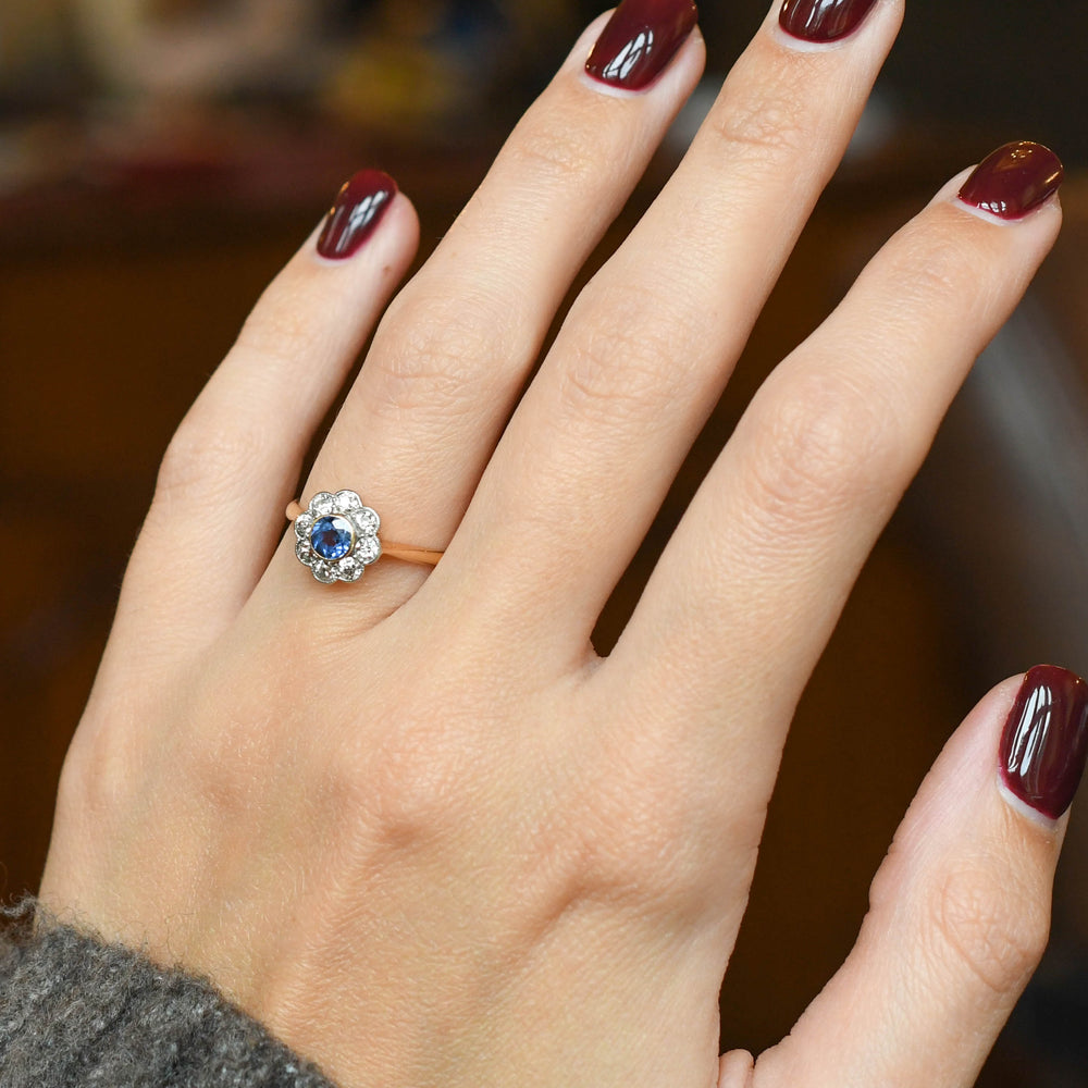 Edwardian Sapphire & Diamond Daisy Ring