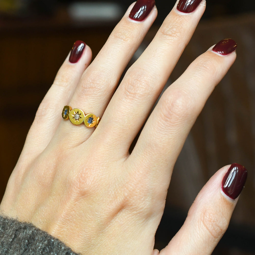 Late Victorian Sapphire & Diamond Star-Set Band Ring