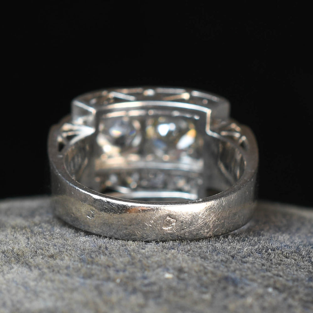 Deco French Diamond Oversized 4-Stone Cluster Ring