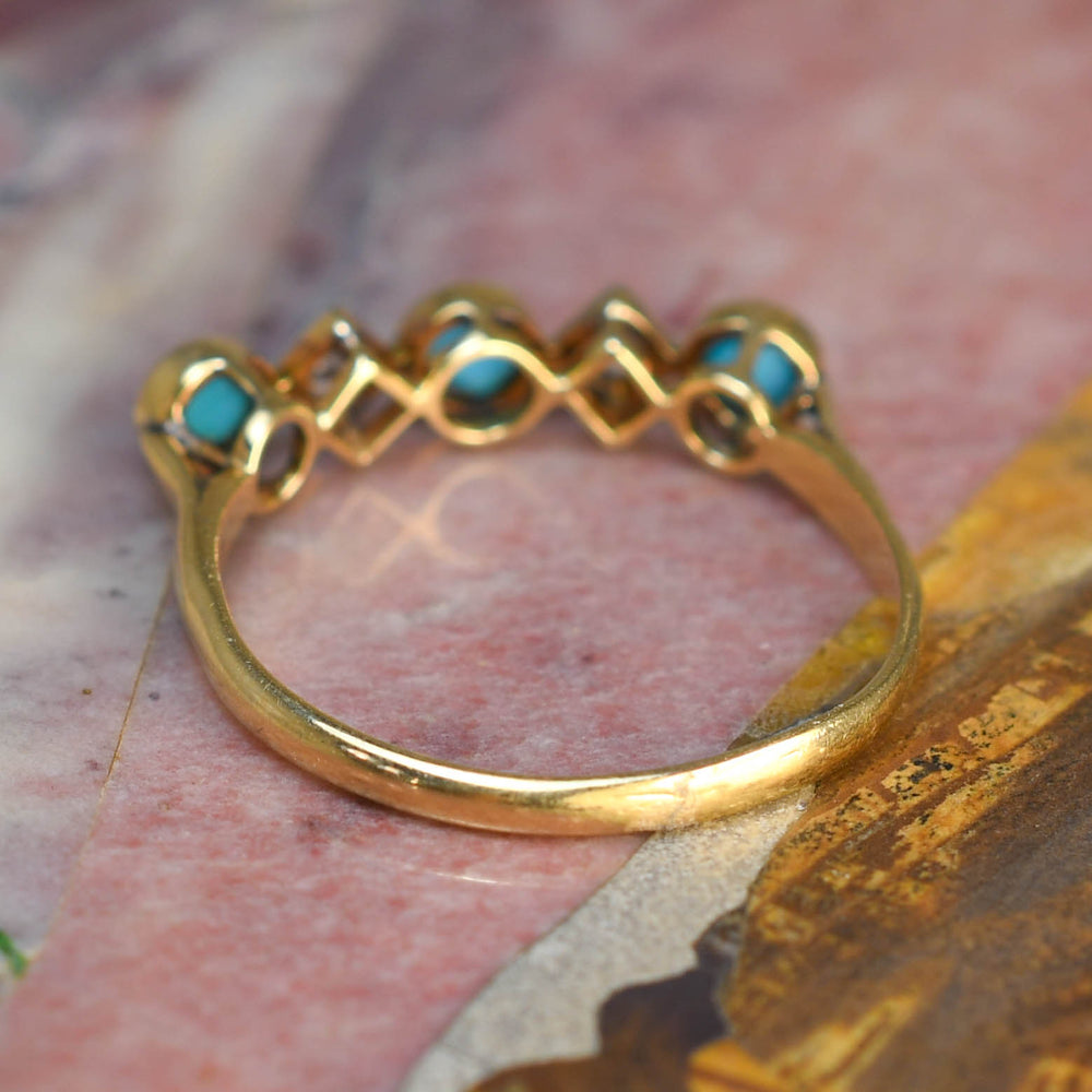 Edwardian Turquoise & Diamond 5-Stone Ring