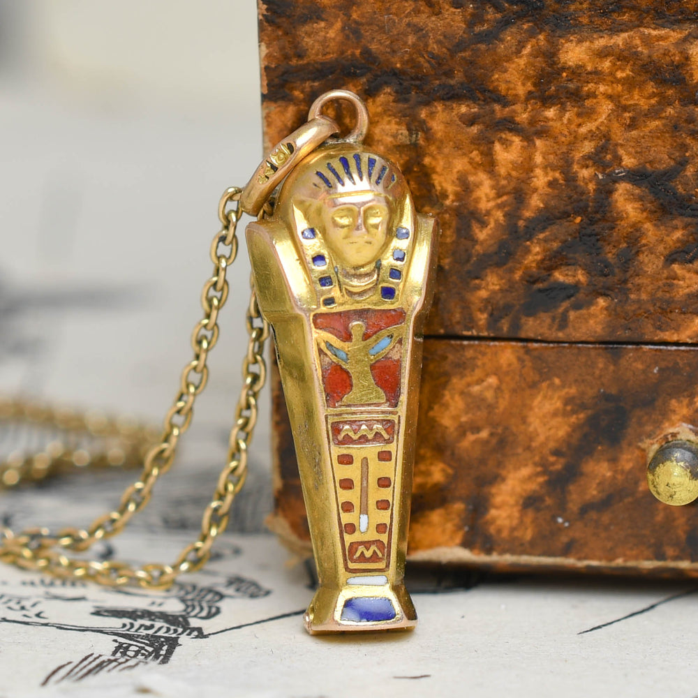 Egyptian Revival Enamel Sarcophagus Charm