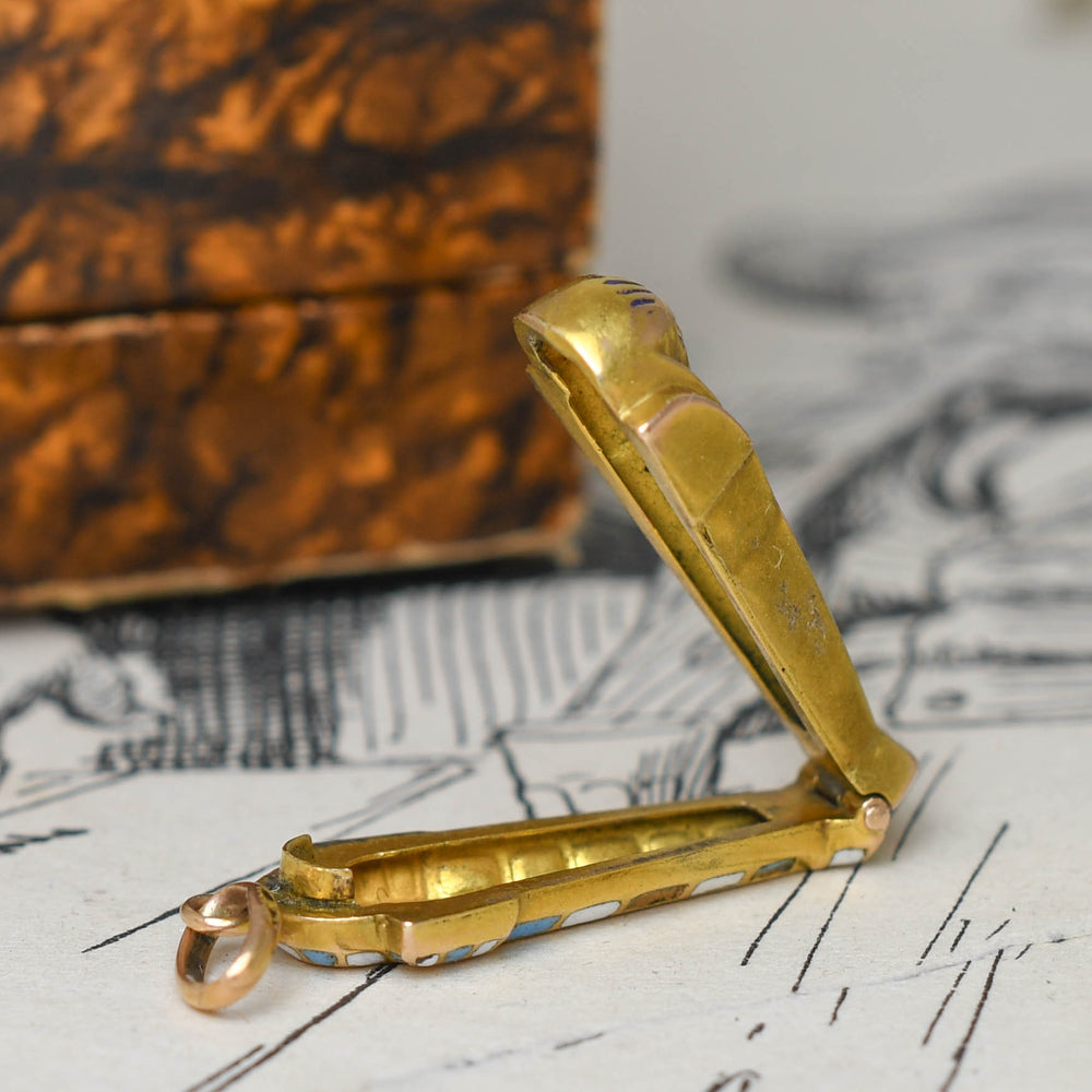 Egyptian Revival Enamel Sarcophagus Charm