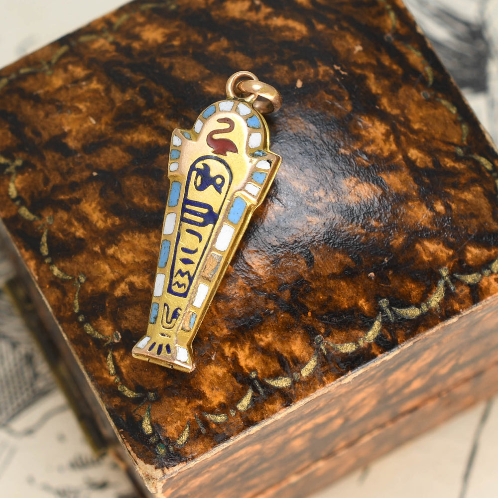 Egyptian Revival Enamel Sarcophagus Charm