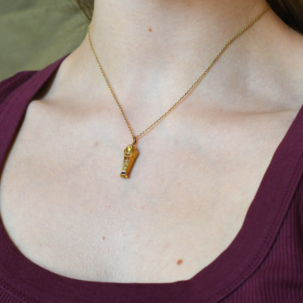 Egyptian Revival Enamel Sarcophagus Charm