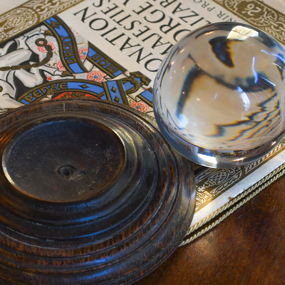 Antique Occult Rock Crystal Ball with Stand