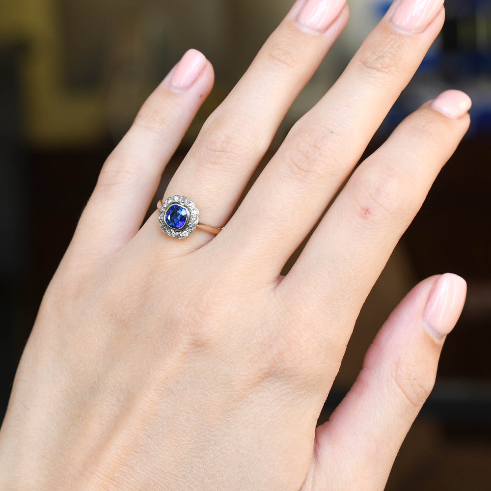 Victorian Sapphire & Diamond Cluster Ring