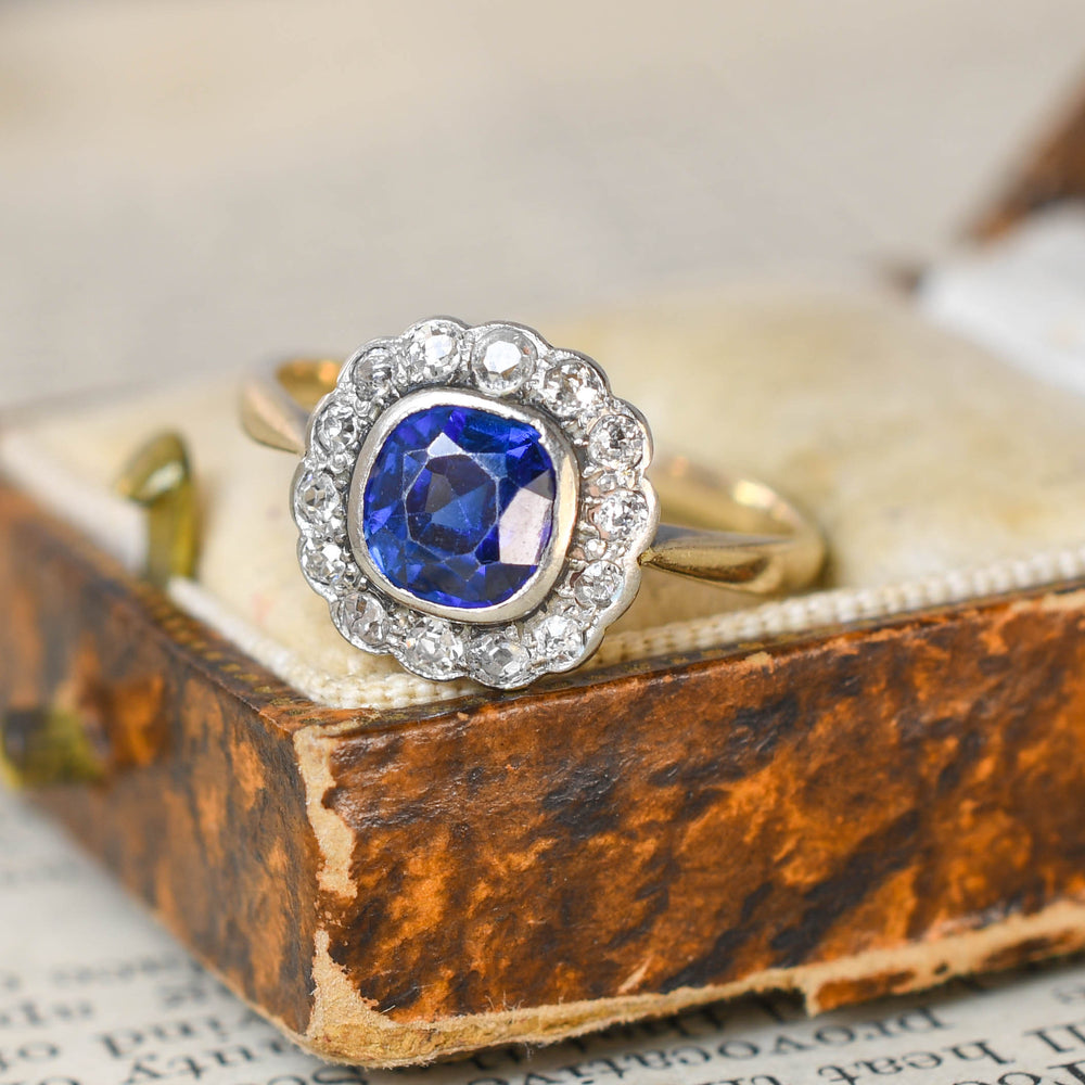 Victorian Sapphire & Diamond Cluster Ring