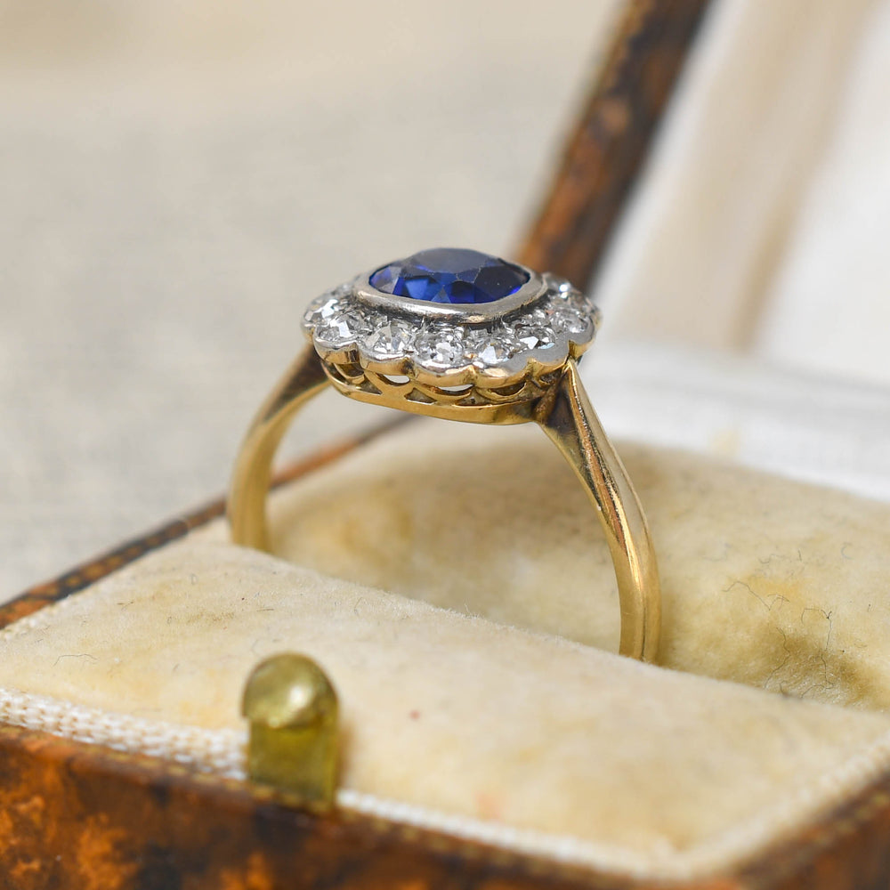 Victorian Sapphire & Diamond Cluster Ring