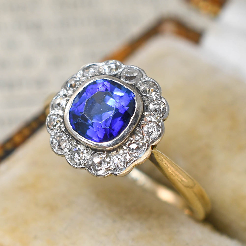 Victorian Sapphire & Diamond Cluster Ring